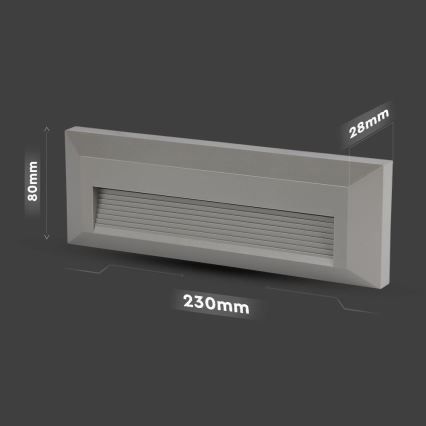 LED Spoljašnje osvetljenje za stepenište LED/3W/230V IP65 3000K sivo