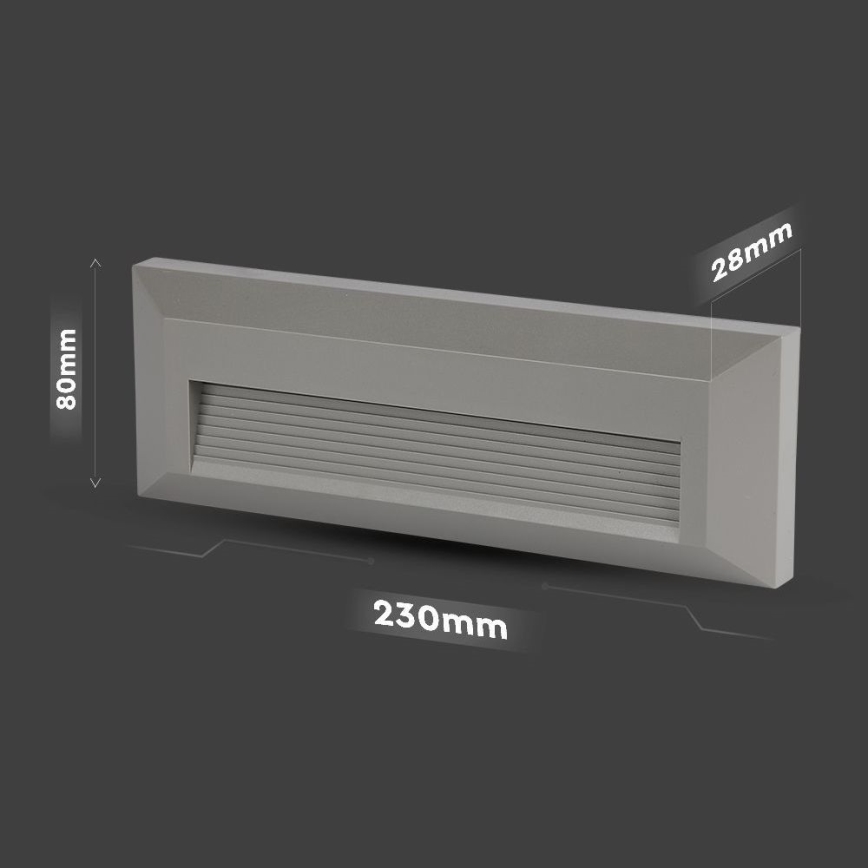 LED Spoljašnje osvetljenje za stepenište LED/3W/230V IP65 3000K sivo