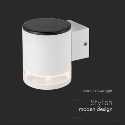 LED spoljašnje solarno zidno svetlo LED/1W/3,7V 3000K IP54 1200 mAh belo