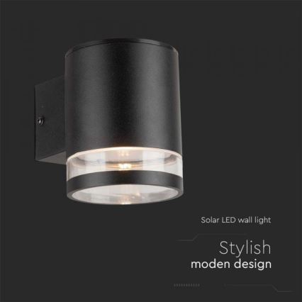 LED spoljašnje solarno zidno svetlo LED/1W/3,7V 3000K IP54 1200 mAh crna