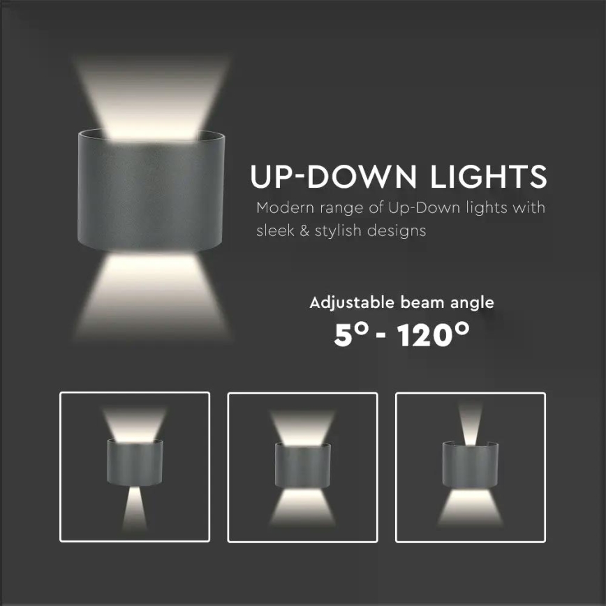 LED spoljašnje zidno svetlo, 6W, 230V, 3000K, IP65, crno