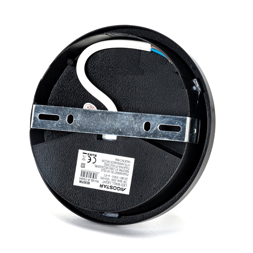 LED spoljašnje zidno svetlo LED/15W/230V 6500K prečnika 15,5 cm crno IP65