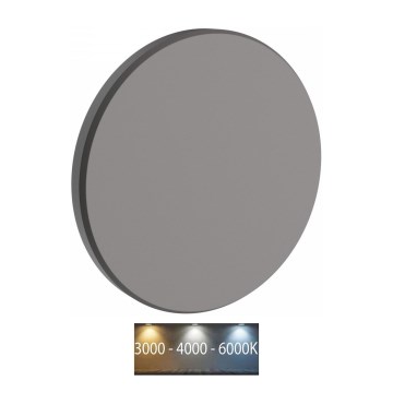 LED spoljašnje zidno svetlo PIATTA, 18 W, 230 V, opcije boje svetla 3000/4000/6000 K, prečnik 25 cm, IP44, sivo