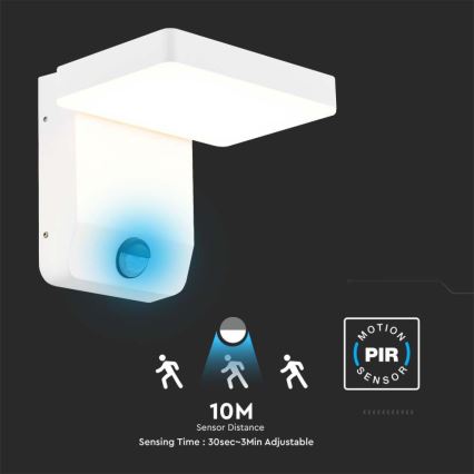 LED spoljno zidno fleksibilno svetlo sa senzorom LED/17W/230V IP65 3000K belo