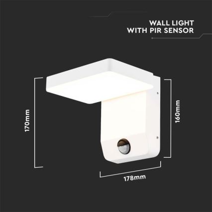 LED spoljno zidno fleksibilno svetlo sa senzorom LED/17W/230V IP65 3000K belo