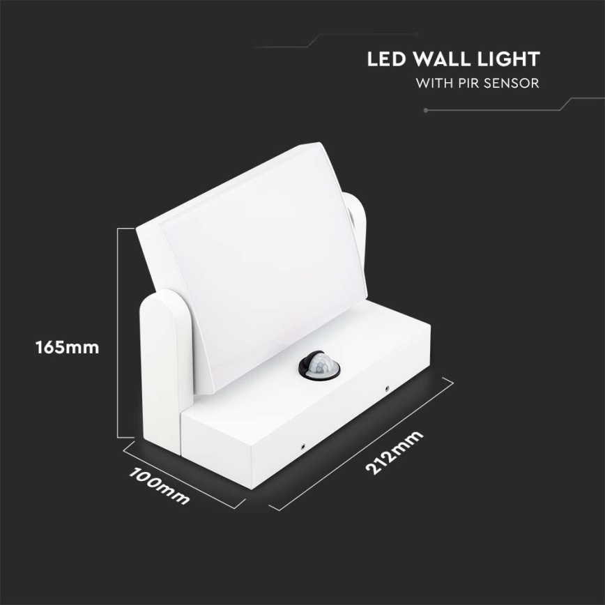 LED spoljašnje zidno svetlo sa senzorom LED/17W/230V 3000K IP65 belo