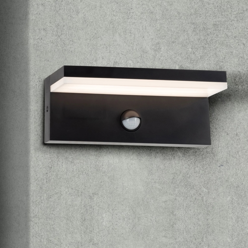 LED spoljašnje zidno svetlo sa senzorom TESA LED/10W/230V IP54 crna