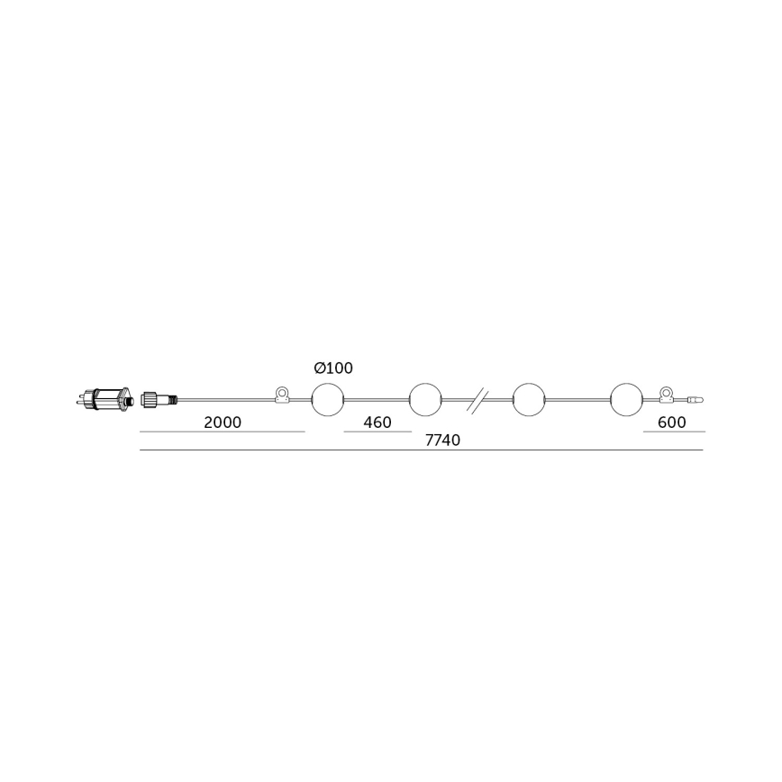 LED Spoljašnji dekorativni lanac 10xLED/0,8W/230V IP67 2500K 7,7 m
