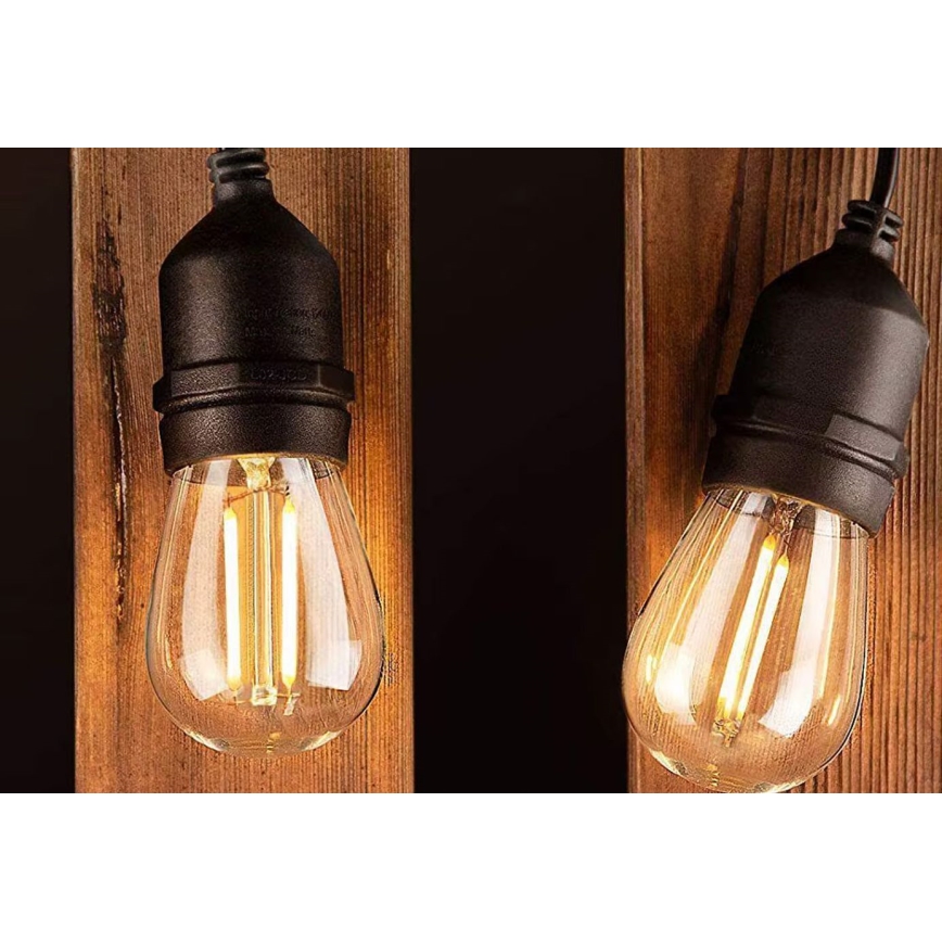 LED Spoljašnji dekorativni lanac 15xE27/1W/230V 15 m IP65 crno