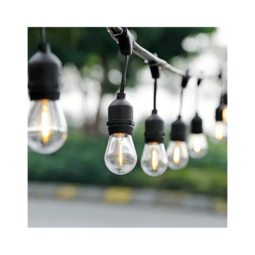 LED Spoljašnji dekorativni lanac 20xE27/1W/230V 20 m IP65 crno