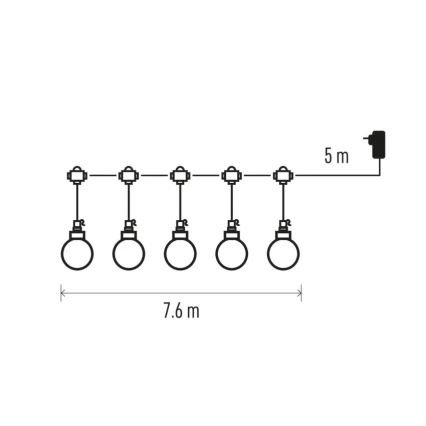 LED Spoljašnji dekorativni lanac 20xLED/12,6m IP44 topla bela