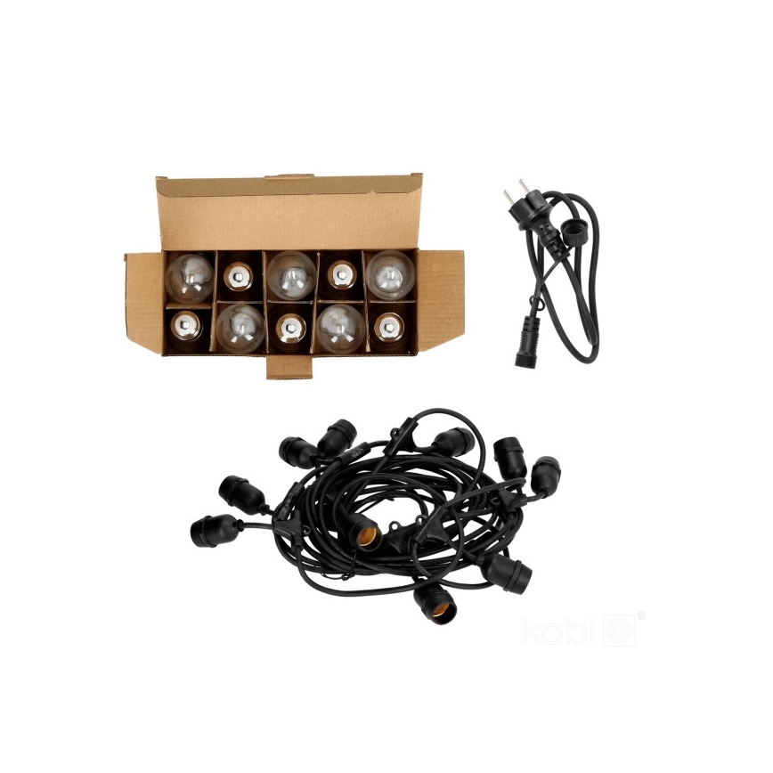 LED Spoljašnji dekorativni lanac BAJA ST64 10xE27/1W/230V 10,9m IP44 topla bela