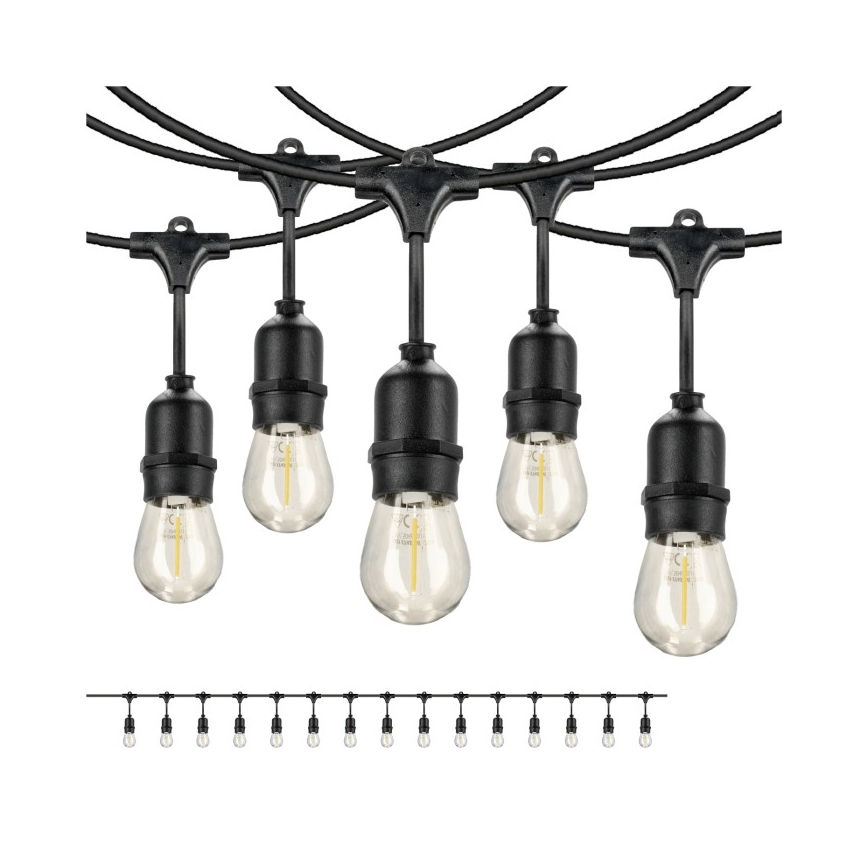 LED Spoljašnji dekorativni lanac BAJA ST64 15xE27/1W/230V 15,9m IP44 topla bela