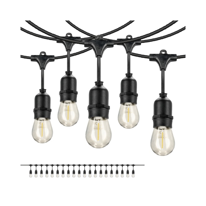 LED Spoljašnji dekorativni lanac BAJA ST64 20xE27/1W/230V 10,9m IP44 topla bela