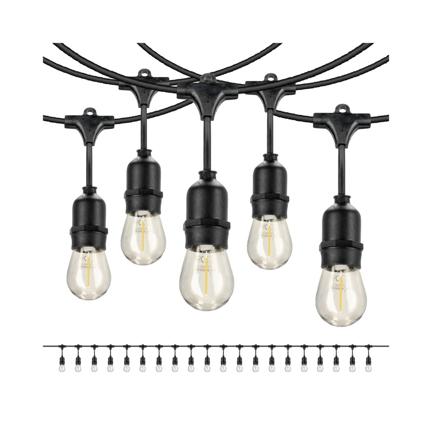LED Spoljašnji dekorativni lanac BAJA ST64 20xE27/1W/230V 20,9m IP44 topla bela