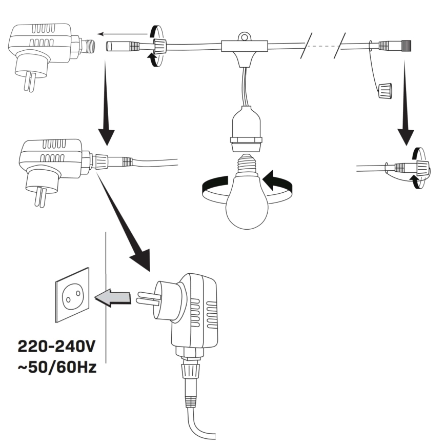 LED Spoljašnji dekorativni lanac PARTY NEON 7,6 m 10xE27/0,6W/36V IP44