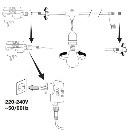 LED spoljašnji dekorativni niz PARTY NEON 7,6 m 10xE27/0,6W/36V IP44