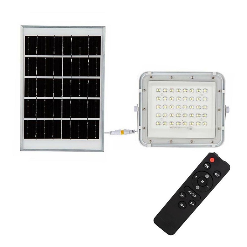 LED Spoljašnji prigušivi solarni reflektor LED/10W/3,2V IP65 4000K bela + Daljinski upravljač