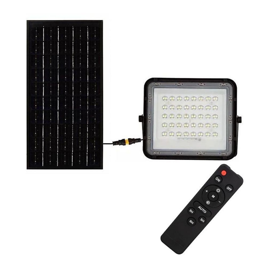 LED Spoljašnji prigušivi solarni reflektor LED/10W/3,2V IP65 4000K crno + Daljinski upravljač