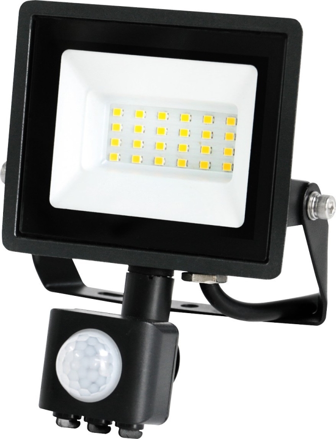 LED Spoljašnji reflektor sa senzorom LED/20W/230V IP44 6500K crno