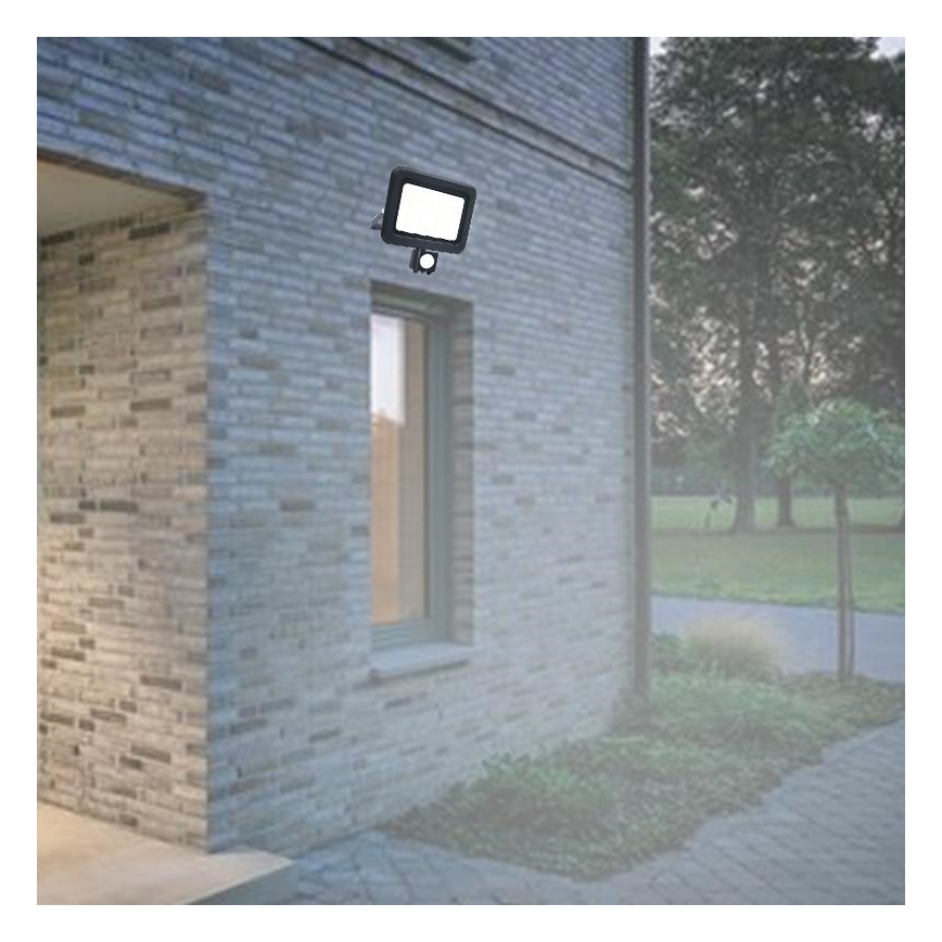 LED Spoljašnji reflektor sa senzorom LED/50W/230V 4000K IP44 crno