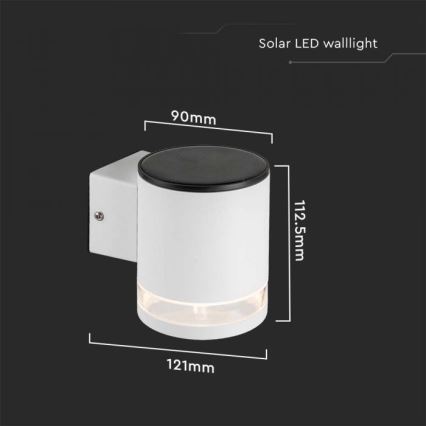 LED Spoljašnji solarna zidna lampa LED/1W/3,7V 3000K IP54 bela