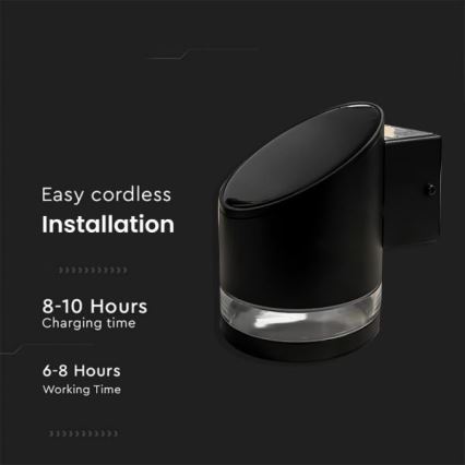 LED Spoljašnji solarna zidna lampa LED/1W/3,7V 3000K IP54 crno