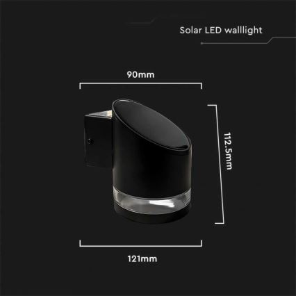 LED Spoljašnji solarna zidna lampa LED/1W/3,7V 3000K IP54 crno