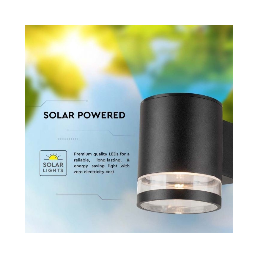 LED Spoljašnji solarna zidna lampa LED/1W/3,7V 3000K IP54 crno