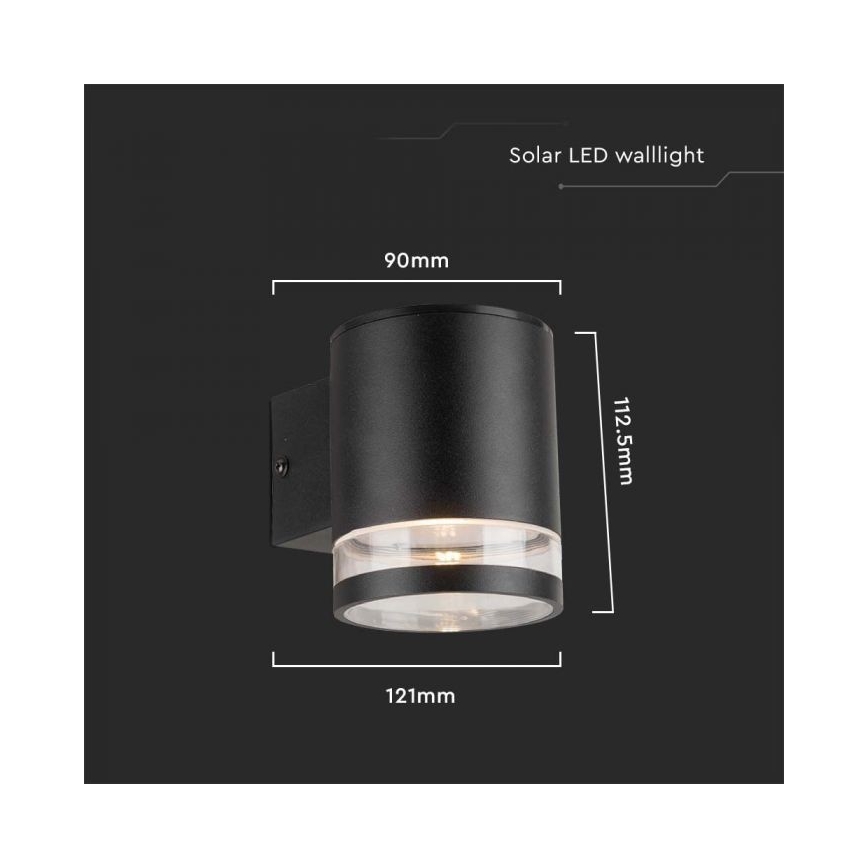 LED Spoljašnji solarna zidna lampa LED/1W/3,7V 3000K IP54 crno