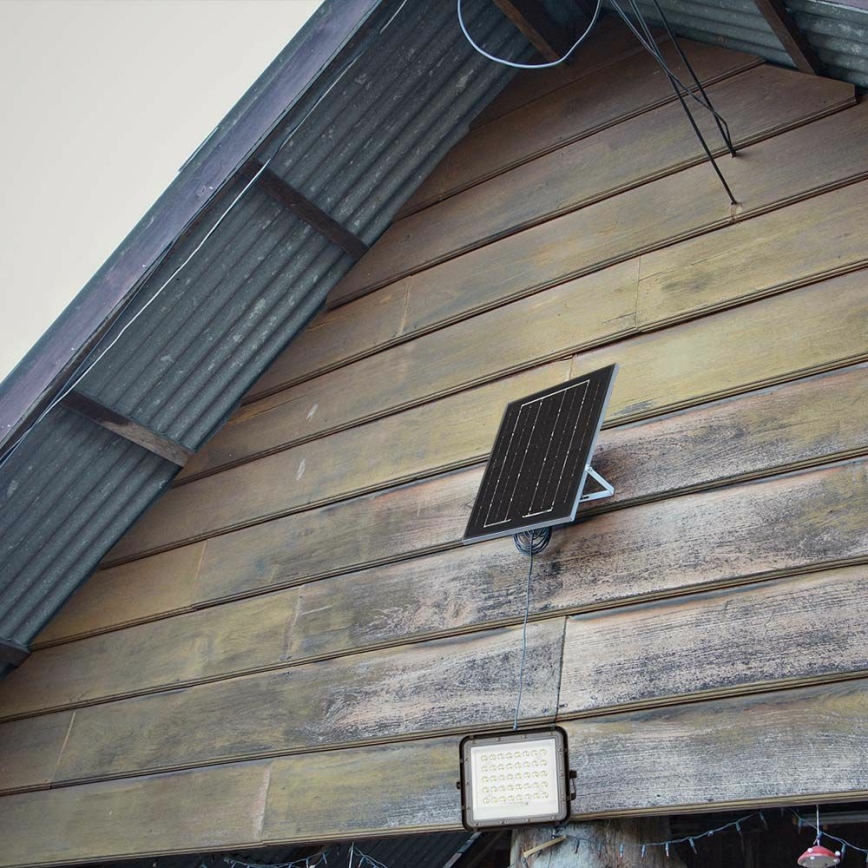 LED Spoljašnji prigušivi solarni reflektor LED/10W/3,2V IP65 4000K crno + Daljinski upravljač