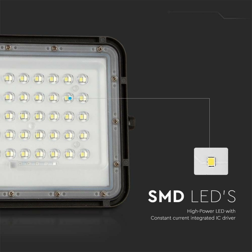 LED Spoljašnji prigušivi solarni reflektor LED/10W/3,2V IP65 4000K crno + Daljinski upravljač
