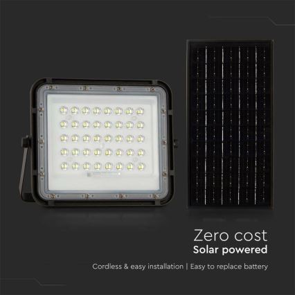 LED Spoljašnji prigušivi solarni reflektor LED/10W/3,2V IP65 4000K crno + Daljinski upravljač