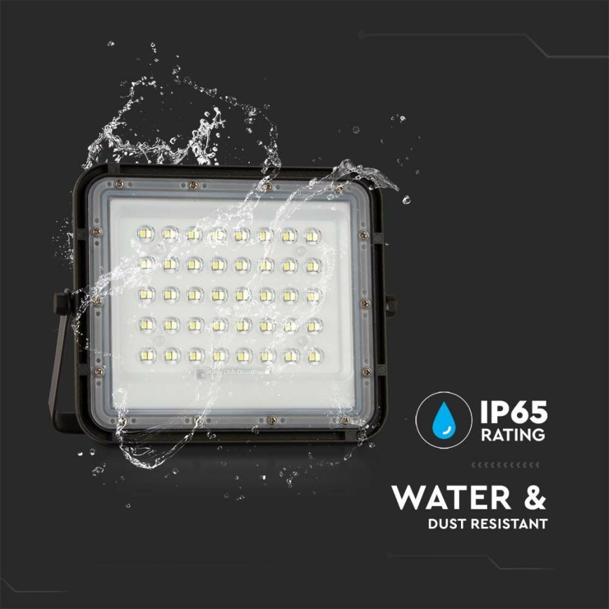 LED Spoljašnji prigušivi solarni reflektor LED/10W/3,2V IP65 4000K crno + Daljinski upravljač