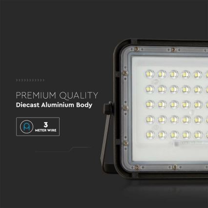 LED Spoljašnji prigušivi solarni reflektor LED/10W/3,2V IP65 4000K crno + Daljinski upravljač