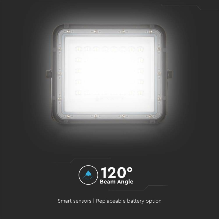 LED Spoljašnji prigušivi solarni reflektor LED/10W/3,2V IP65 4000K crno + Daljinski upravljač