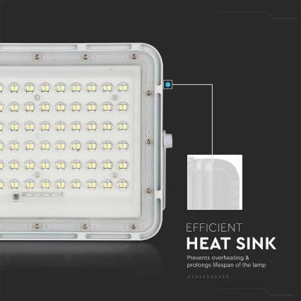LED Spoljašnji prigušivi solarni reflektor LED/15W/3,2V IP65 6400K bela + Daljinski upravljač