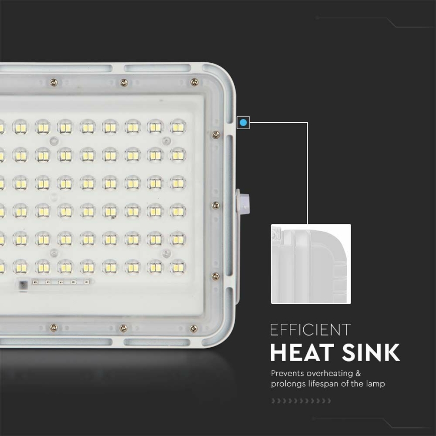 LED Spoljašnji prigušivi solarni reflektor LED/15W/3,2V IP65 6400K bela + Daljinski upravljač