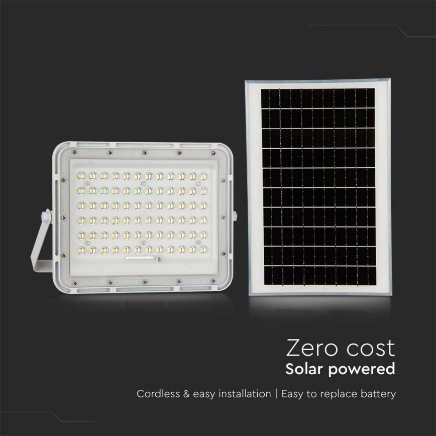 LED Spoljašnji prigušivi solarni reflektor LED/15W/3,2V IP65 6400K bela + Daljinski upravljač