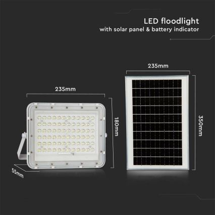 LED Spoljašnji prigušivi solarni reflektor LED/15W/3,2V IP65 6400K bela + Daljinski upravljač