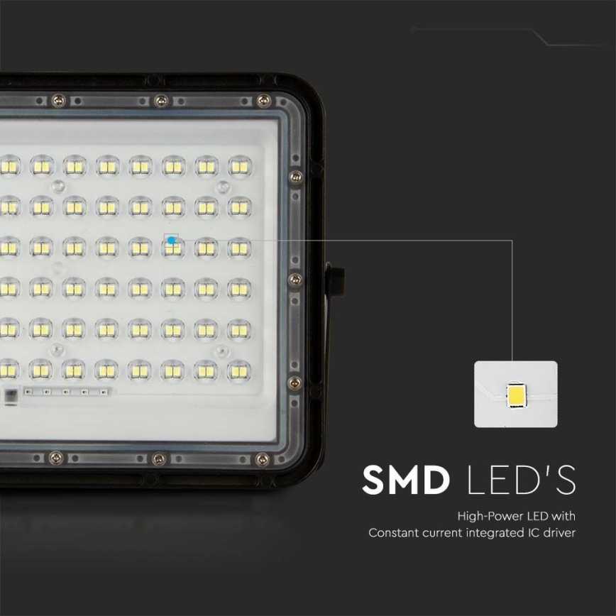 LED Spoljašnji prigušivi solarni reflektor LED/15W/3,2V IP65 6400K crno + Daljinski upravljač