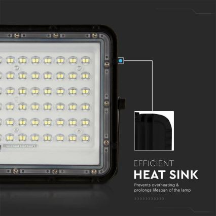 LED Spoljašnji prigušivi solarni reflektor LED/15W/3,2V IP65 6400K crno + Daljinski upravljač