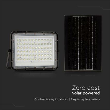 LED Spoljašnji prigušivi solarni reflektor LED/15W/3,2V IP65 6400K crno + Daljinski upravljač
