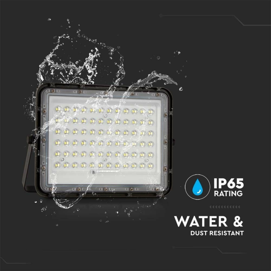 LED Spoljašnji prigušivi solarni reflektor LED/15W/3,2V IP65 6400K crno + Daljinski upravljač