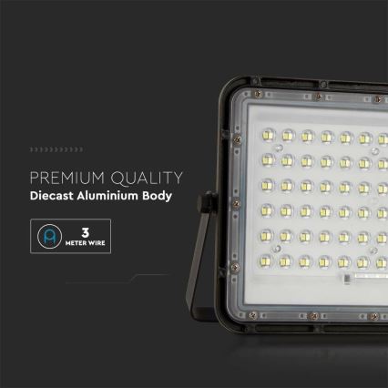 LED Spoljašnji prigušivi solarni reflektor LED/15W/3,2V IP65 6400K crno + Daljinski upravljač