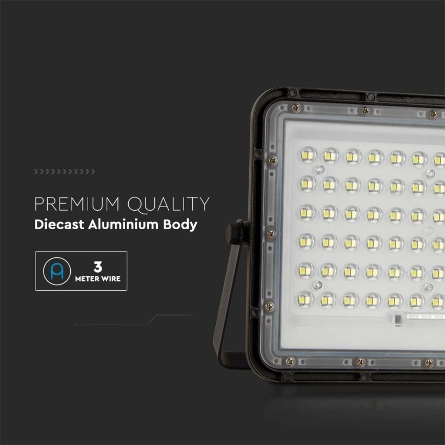 LED Spoljašnji prigušivi solarni reflektor LED/15W/3,2V IP65 6400K crno + Daljinski upravljač