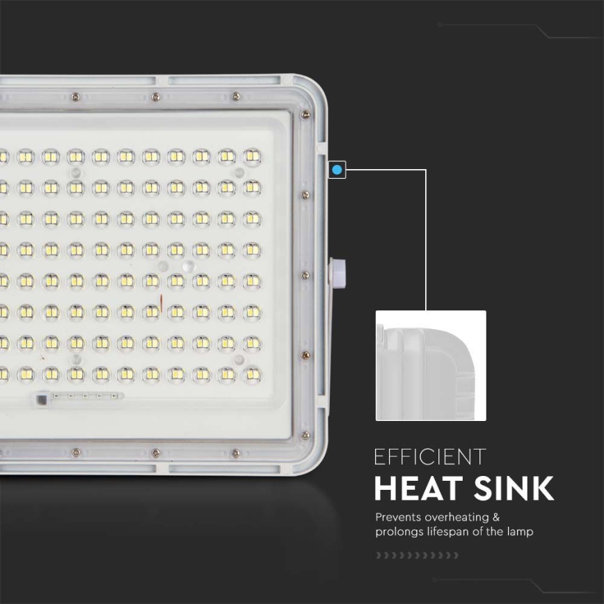 LED Spoljašnji solarni reflektor LED/20W/3,2V 6400K bela IP65 + Daljinski upravljač