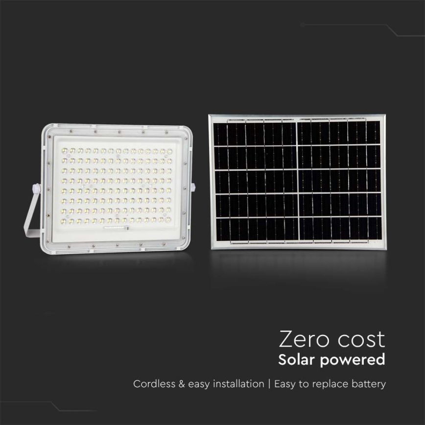 LED Spoljašnji solarni reflektor LED/20W/3,2V 6400K bela IP65 + Daljinski upravljač