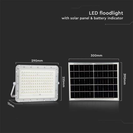 LED Spoljašnji solarni reflektor LED/20W/3,2V 6400K bela IP65 + Daljinski upravljač