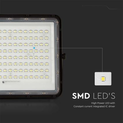 LED Spoljašnji solarni reflektor LED/20W/3,2V 6400K crno IP65 + Daljinski upravljač
